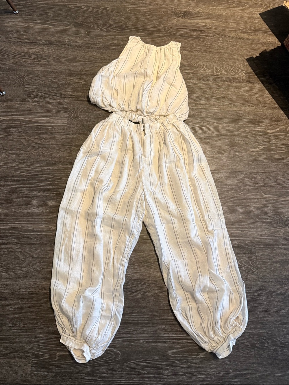 Anthropologie striped linen set